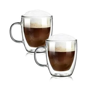 ZHMTang Double-Walled Glass Coffee Mugs - Set of 2 (12 Oz.) Clear
