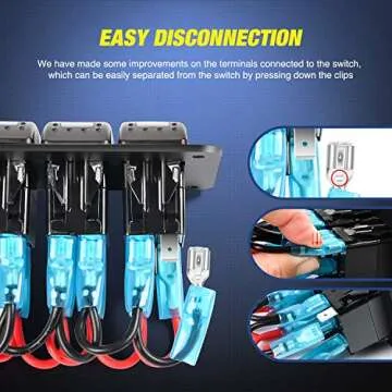 Nilight 5 Gang Rocker Switch Panel with Dual USB Charger