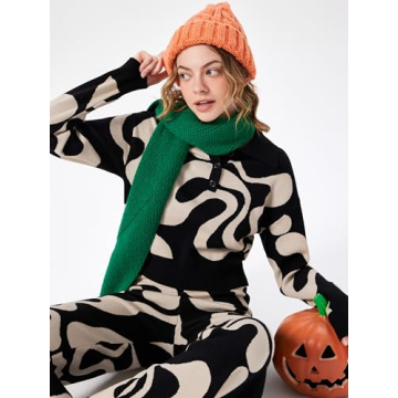 CIDER Cropped Collared Color Block Sweater for Women