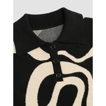 CIDER Cropped Collared Color Block Sweater for Women