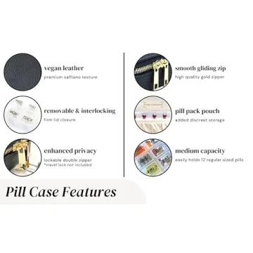 Vegan Leather 7-Day Pill Organizer with Lockable Zipper