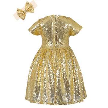 Sequin Princess Dress Toddler Girls Birthday Dresses Glitter Wedding Party Gown for Little Kids Summ...