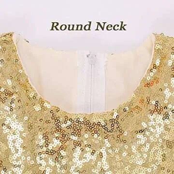 Sequin Princess Dress Toddler Girls Birthday Dresses Glitter Wedding Party Gown for Little Kids Summer Short Sleeve A Line Midi Dress Pageant Gold 01 5-6T