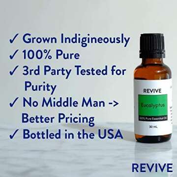 Eucalyptus Essential Oil 30mL by Revive Essential Oils - 100% Pure Therapeutic Grade, for Diffuser, Humidifier, Massage, Aromatherapy, Skin & Hair Care