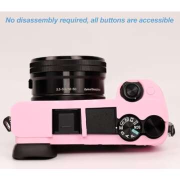 Pocoukate Case for Sony Alpha A6400, A6300, A6100 Camera, Soft Silicone Protective Cover Skin with Screen Protector Accessories for Sony Alpha A6400/6300/6100 Digital Camera Silicone Case - Pink