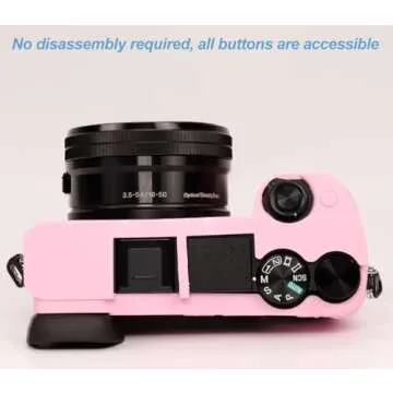 Pocoukate Case for Sony Alpha A6400, A6300, A6100 Camera, Soft Silicone Protective Cover Skin with Screen Protector Accessories for Sony Alpha A6400/6300/6100 Digital Camera Silicone Case - Pink