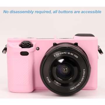 Pocoukate Case for Sony Alpha A6400, A6300, A6100 Camera, Soft Silicone Protective Cover Skin with Screen Protector Accessories for Sony Alpha A6400/6300/6100 Digital Camera Silicone Case - Pink