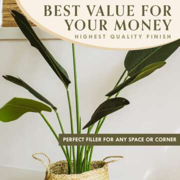 FOREVER LEAF 6 Feet Bird of Paradise Artificial Plants Indoor in Black Planter, Realistic Banana Shaped Leaves, Silk Plants for Home Decor, Perfect Faux Floor Plants for Living Room