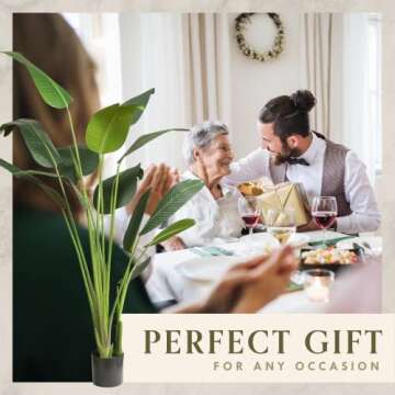 FOREVER LEAF 6 Feet Bird of Paradise Artificial Plants Indoor in Black Planter, Realistic Banana Shaped Leaves, Silk Plants for Home Decor, Perfect Faux Floor Plants for Living Room