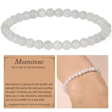 QOGIR Moonstone Bracelet: Handmade Natural Gemstone Healing Bracelet for Everyone