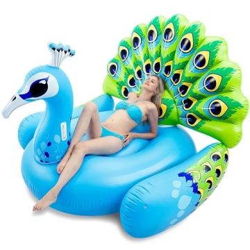 JOYIN Inflatable Peacock Pool Float - Giant Blue Peacock Fun Beach Floaties, Swim Party Animal Decor...