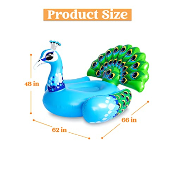 JOYIN Inflatable Peacock Float - Stylish Summer Pool Raft