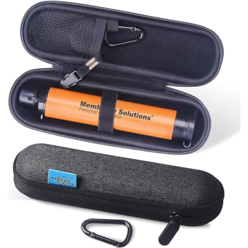 Membrane Solutions Orange Personal Water Filter Straw with Protect Carry Case, 0.1μm Outdoor Portab...