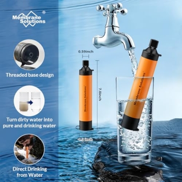 Membrane Solutions Portable Water Filter Straw for Outdoors
