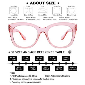 AEZUNI Oversized Pink Reading Glasses Women Fashionable & Comfortable