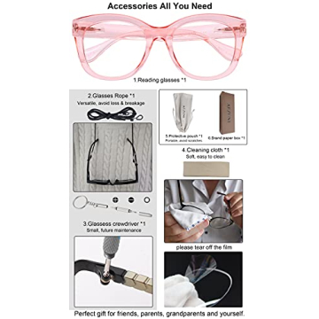 AEZUNI Oversized Pink Reading Glasses Women Fashionable & Comfortable