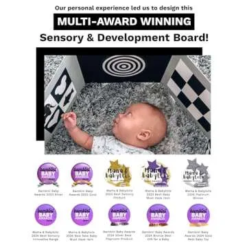 Samuel Sensory Board for Babies - Supersized Black and White Baby Cards for Developmental Newborn Tummy Time Toys - 100cm Newborn Black & White Toys for 0-3 Months & Older - Thick Stand Up Board No. 1