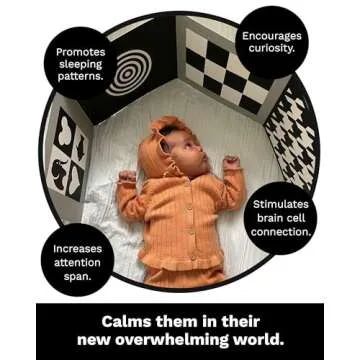 Samuel Sensory Board for Babies - Supersized Black and White Baby Cards for Developmental Newborn Tummy Time Toys - 100cm Newborn Black & White Toys for 0-3 Months & Older - Thick Stand Up Board No. 1