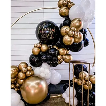 122PCS Black Gold Balloon Garland for New Year Celebrations