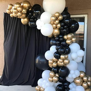 122PCS Black Gold Balloon Garland for New Year Celebrations