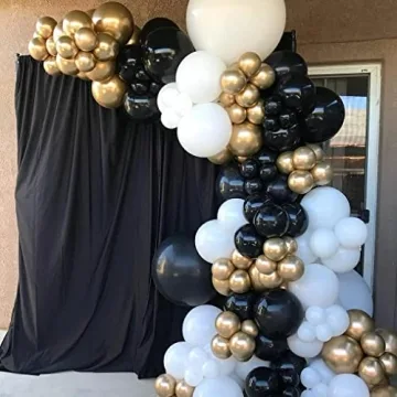 122PCS Black Gold Balloon Garland for New Year Celebrations