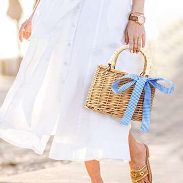 Straw Beach Bags for Girls, Summer Top-handle Bags Hobo Purse with Pearl Ornaments Straw Handle Bag Totes Bags for Women Girls