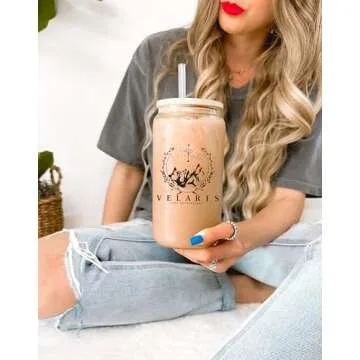 ACOTAR 16oz Custom Glass Tumbler with Lid & Straw