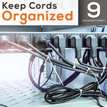 Pyle 15 Amp Power Supply Control Unit, 9 Outlets, Rack Mountable Heavy Duty Power Strip with AC Noise Filter - Power Saving Power Supply for Equipment Control - 1U Steel Chassis, 6ft Cord