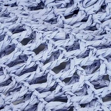 POOOPSSD New Woven Bag, Straw Mesh Tote Bag, Beach, Shoulder Bag, Hobo Women, Foldable Large Capacity, for Holiday, Picnic and Party. (Khaki)