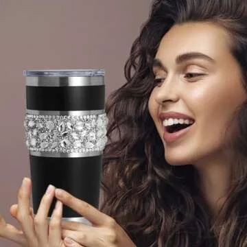 LUXBLINGZ Diamond Rhinestone Bling Tumbler 20 oz Stainless Steel Vacuum Insulated Bling Cup With Lid...
