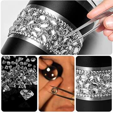 LUXBLINGZ Diamond Rhinestone Bling Tumbler 20 oz Stainless Steel Vacuum Insulated Bling Cup With Lid & Straw Metal Travel Coffee Mug, Bling Water Bottle (Black)