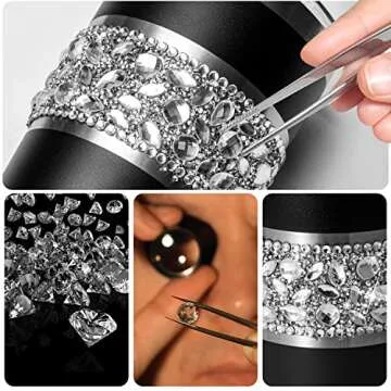 LUXBLINGZ Diamond Rhinestone Bling Tumbler 20 oz Stainless Steel Vacuum Insulated Bling Cup With Lid & Straw Metal Travel Coffee Mug, Bling Water Bottle (Black)