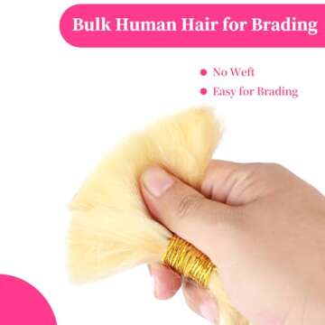 Blonde Braiding Hair 100g 18 Inch Deep Curly Wave 2 Bundles Bulk Human Hair for Braiding Brazilian Virgin Deep Braiding Hair for Boho Braids Wet and Wavy Color 613 Blonde Human Braiding Hair