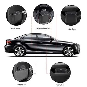 EnthuLove 2 Packs Mini Car Trash Can Bin with Lid and 150pcs Trash Bags,Car Trash Can Bin,Car Garbage Trash Can Storage for Front Back Seat Accessories (2)…