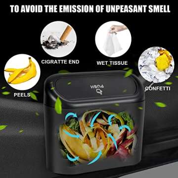 EnthuLove 2 Packs Mini Car Trash Can Bin with Lid and 150pcs Trash Bags,Car Trash Can Bin,Car Garbage Trash Can Storage for Front Back Seat Accessories (2)…