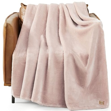 UGG 11065 Whitecap Plush Flannel Oversized Reversible Fleece Throw Blanket Comfortable Lightweight C...
