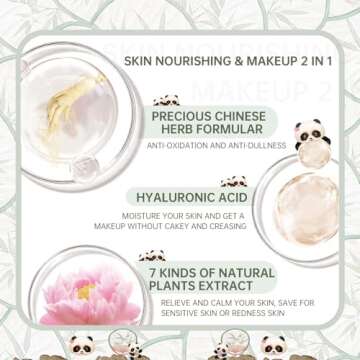 CATKIN Panda Land Full Coverage Cushion Fondation, Breathable Hydrating Nourishing Poreless Face Makeup Save for Sensitive Skin,Sheer Finish (C02 Light Beige)