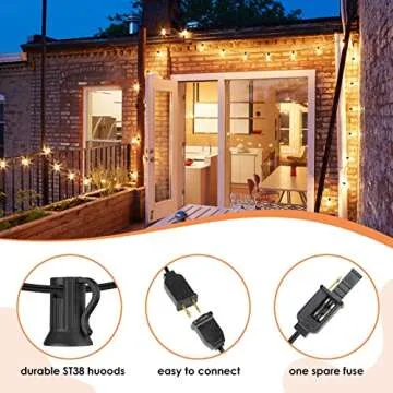 WENFENG Outdoor String Lights - 50FT Connectable LED Lights
