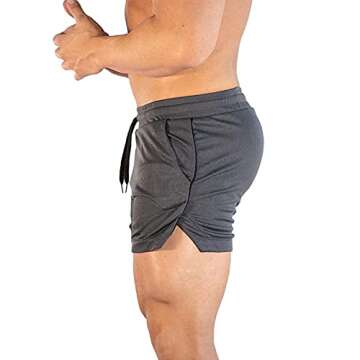 CEHT Mens Athletic Shorts 2 Pack Quick Dry Bodybuilding Mens Workout Shorts Gym Shorts for Men with ...