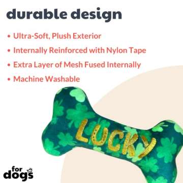 Huxley & Kent for Dogs | Lucky Charm Bone (Small) | St. Patrick's Day Double Sided Funny Dog Toy | P...
