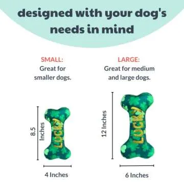 Huxley & Kent for Dogs | Lucky Charm Bone (Small) | St. Patrick's Day Double Sided Funny Dog Toy | Power Plush Dog Toy with Squeaker | Dog Gift | Fun, Durable | H&K Squeaky Dog Toy