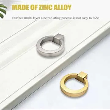 IAFVKAI 5 Pack Cabinet Knobs Zinc Alloy Drawer Pull Brushed Brass Round Cabinet Kitchen Handle Gold Door Drawer Knob for Cupboard Wardrobe Hardware