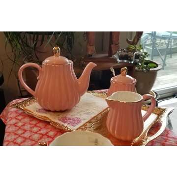 HAVLULAND Serving Tray with Handles - Large 14.50" - Modern Decorative Ottoman Tray for Coffee Table - Guest Service Trays - Tea Coffee Serving Trays - Kitchen Bathroom Organizer - Gold