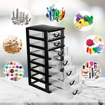 Rempry Mini Plastic Drawers Organizer for Office & Crafts
