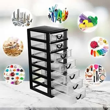Rempry Mini Plastic Drawers Organizer for Office & Crafts