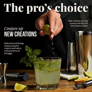 Mixology & Craft Bartender Kit - 13 Piece Set Including Stainless Steel Cocktail Making with Bar Stand & Boston Shaker, Perfect for Drink Mixing at Home, Plus Exclusive Recipe Cards