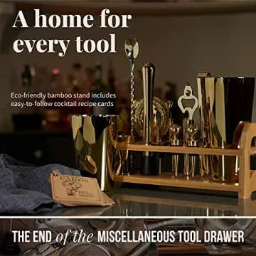 Mixology & Craft Bartender Kit - 13 Piece Set Including Stainless Steel Cocktail Making with Bar Stand & Boston Shaker, Perfect for Drink Mixing at Home, Plus Exclusive Recipe Cards