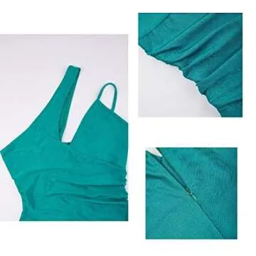 Women’s Sexy Elegant Long Prom Maxi Dress One Shoulder Cutout Evening Party Mermaid Dresses Green XL