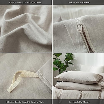MooMee 100% Cotton Duvet Cover Set for All Seasons