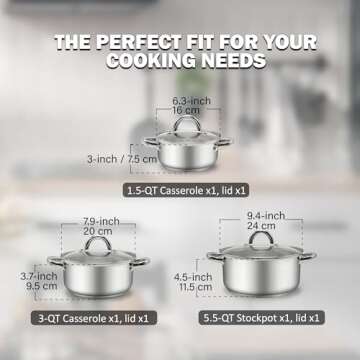 Cook N Home 6-Piece Stainless Steel Cookware Set